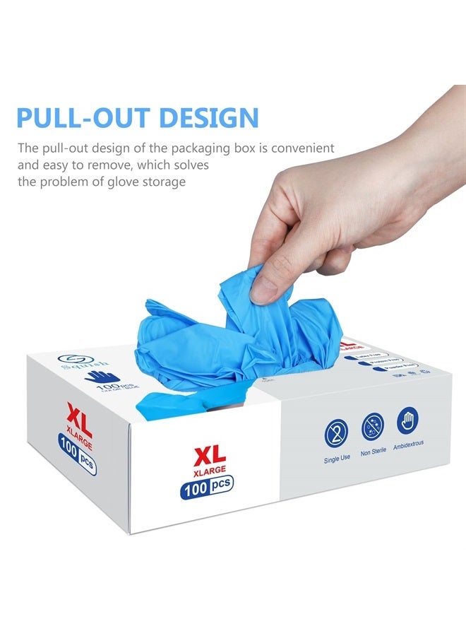 squish Disposable Gloves, 100Pcs Blue Vinyl Blend Exam Gloves Non Sterile, Powder Free, Latex Free - Cleaning Supplies, Kitchen and Food Safe(Pack of 100) (Blue X-Large) - Image 2