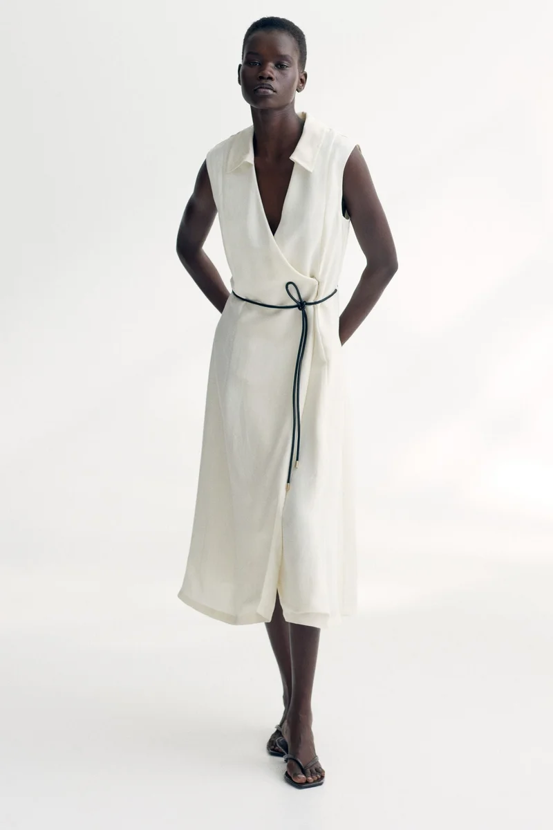 اتش اند ام Tie-belt wrap dress