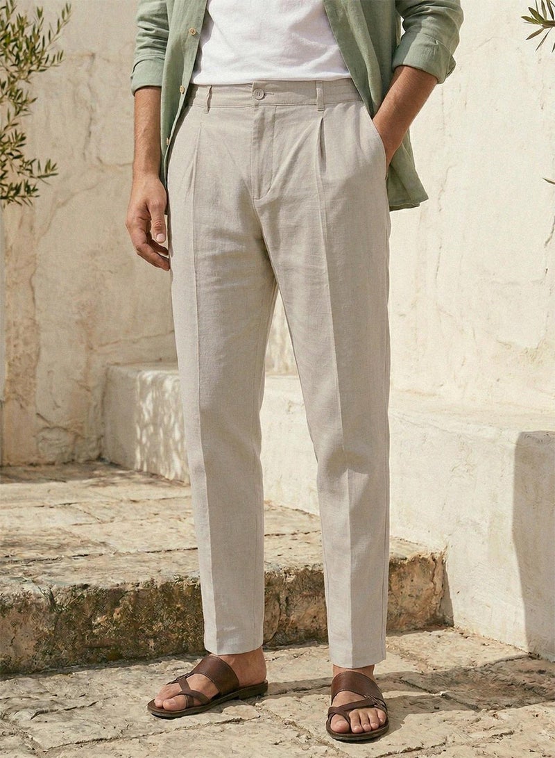 Dennis Lingo Stone Cotton Solid Full Chinos Slim Trouser For Men - Image 1