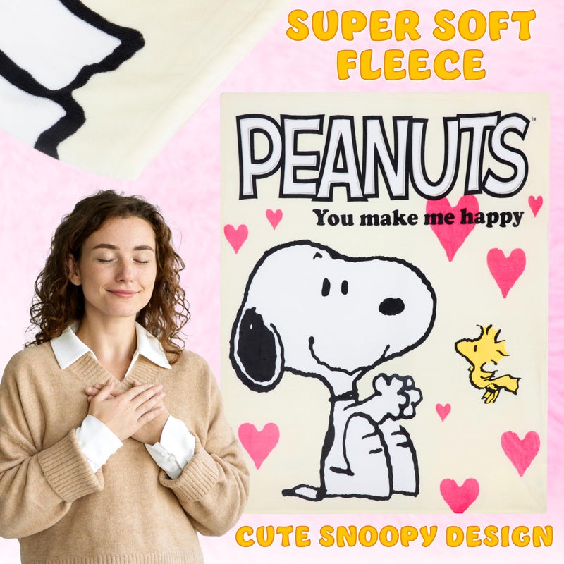 Peanuts Snoopy Blanket Throw for Couch Soft Cozy Cute Fleece Blankets Fluffy Comforter for Travel Bedroom Accessories Cozy Gifts 59 x 51 Inches - Image 4