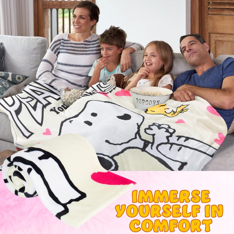 Peanuts Snoopy Blanket Throw for Couch Soft Cozy Cute Fleece Blankets Fluffy Comforter for Travel Bedroom Accessories Cozy Gifts 59 x 51 Inches - Image 5