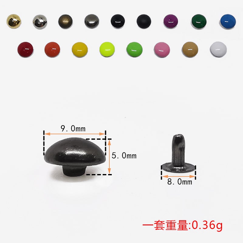 Round Head Rivets DIY Fashion Accessory Crafts 9mm mushroom nail + 8*6 trumpet feet 