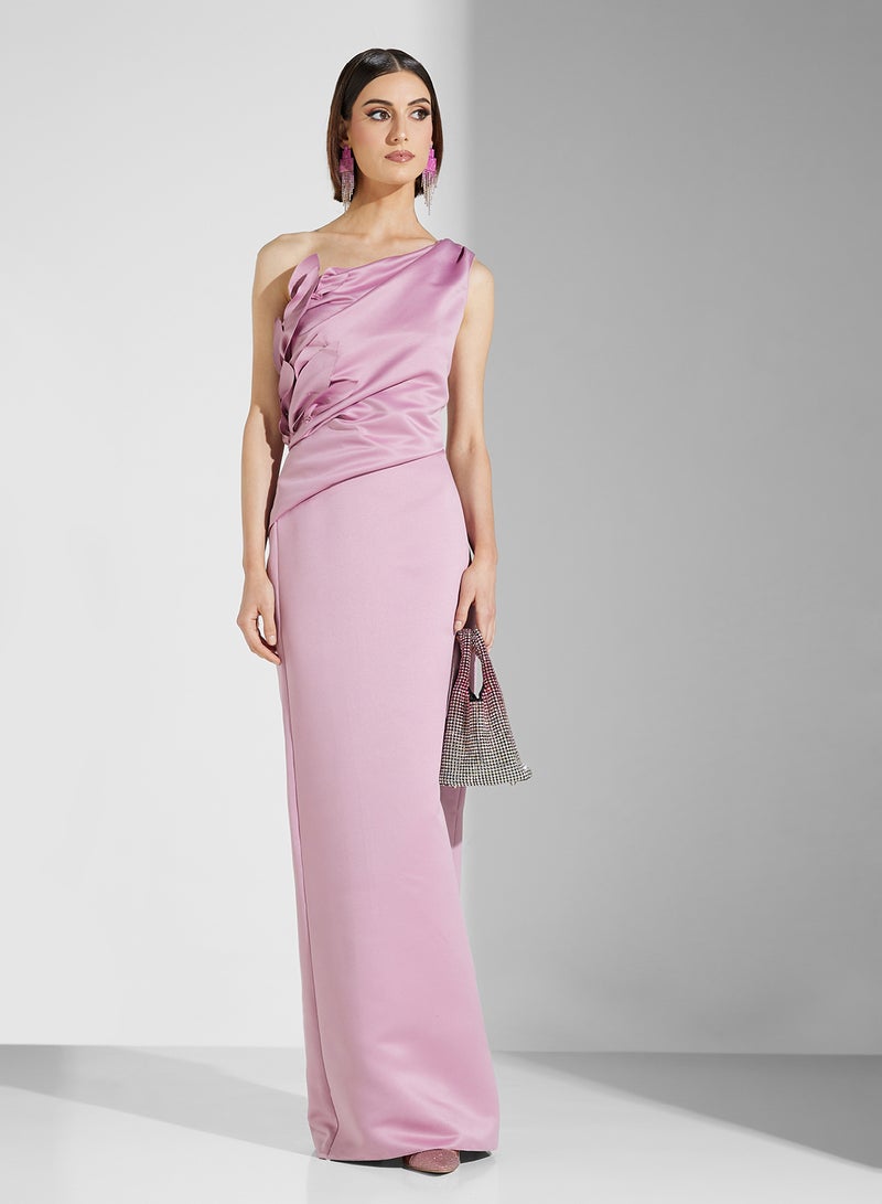 Namshi x Satin One-Shoulder Dress - Image 1