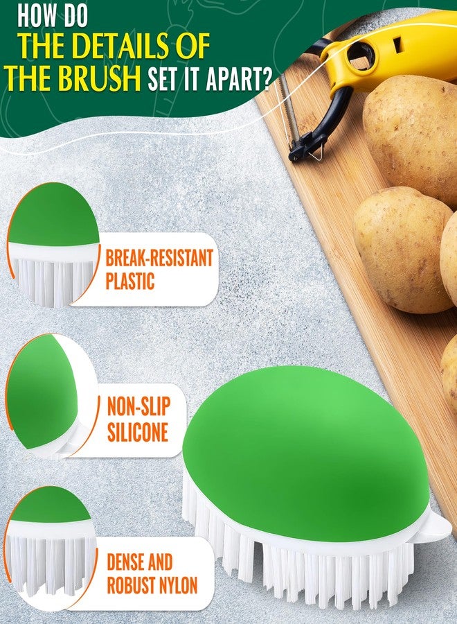 ALPENKOK 2 Pcs Vegetable Brush Scrubber - 2.3 x 3.9 Potato Brush Scrubber for Food with Ergonomic Design, Crack-Resistant Frame, Soft & Stiff Bristles for Effective Cleaning - Versatile for Mushrooms, Apples - Image 3