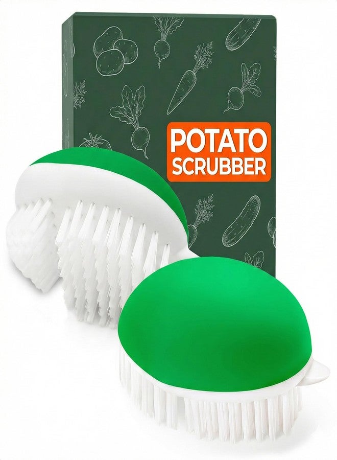 ALPENKOK 2 Pcs Vegetable Brush Scrubber - 2.3 x 3.9 Potato Brush Scrubber for Food with Ergonomic Design, Crack-Resistant Frame, Soft & Stiff Bristles for Effective Cleaning - Versatile for Mushrooms, Apples - Image 1