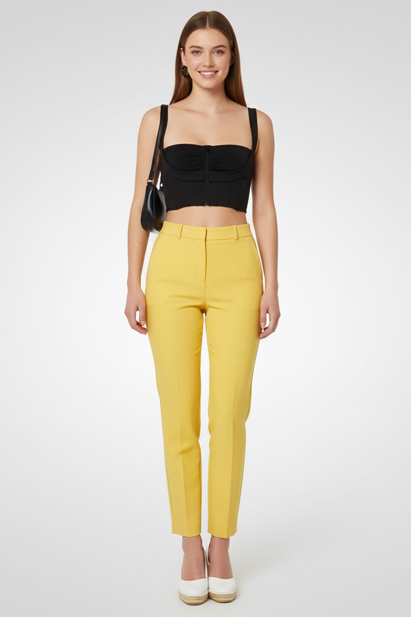 PINKO Women Square Neck Sleeveless Plain Crop Top, Black - Image 2