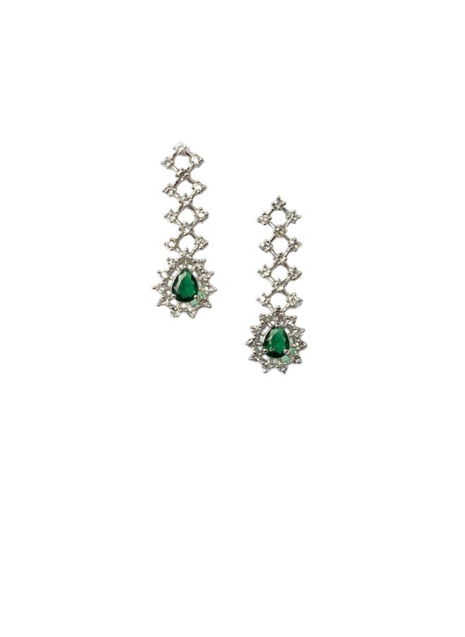 StileAdda Rhodium-Plated American Diamond Studded Jewellery Set with Necklace and Earrings - Image 4