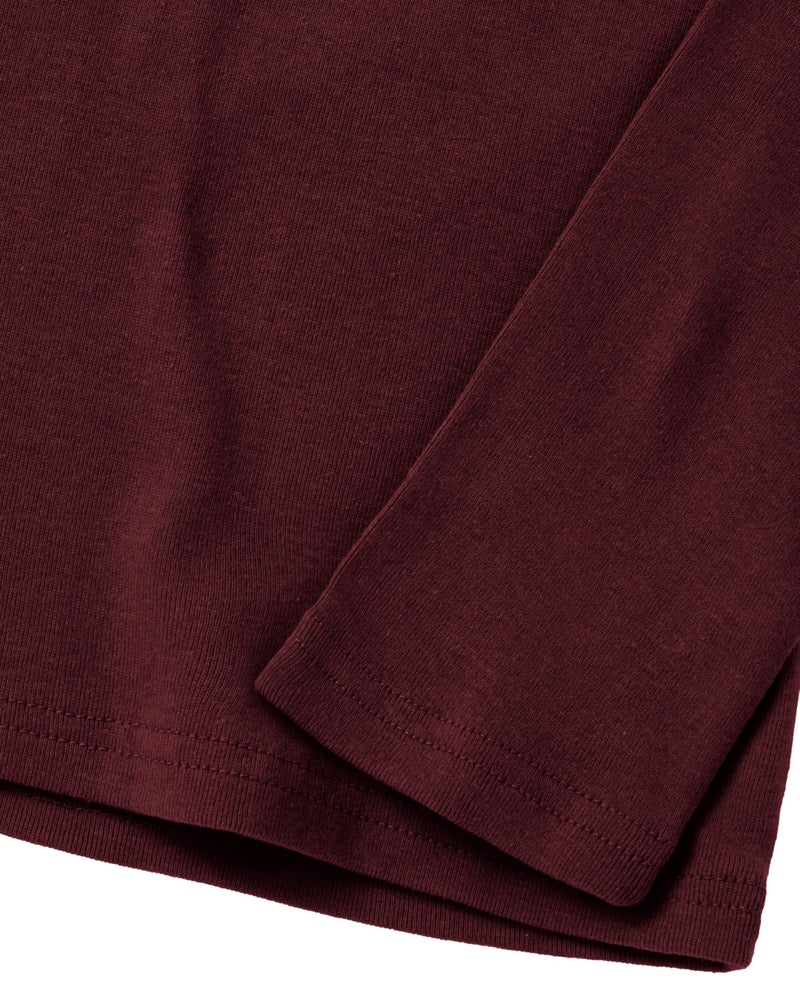 GIVON Men’s Slim Fit V-Neck Long Sleeve T-Shirt – 100% Cotton Ribbed Knit – Midweight Base Layer or Standalone Top / DCP053-BURGUNDY-M - Image 5