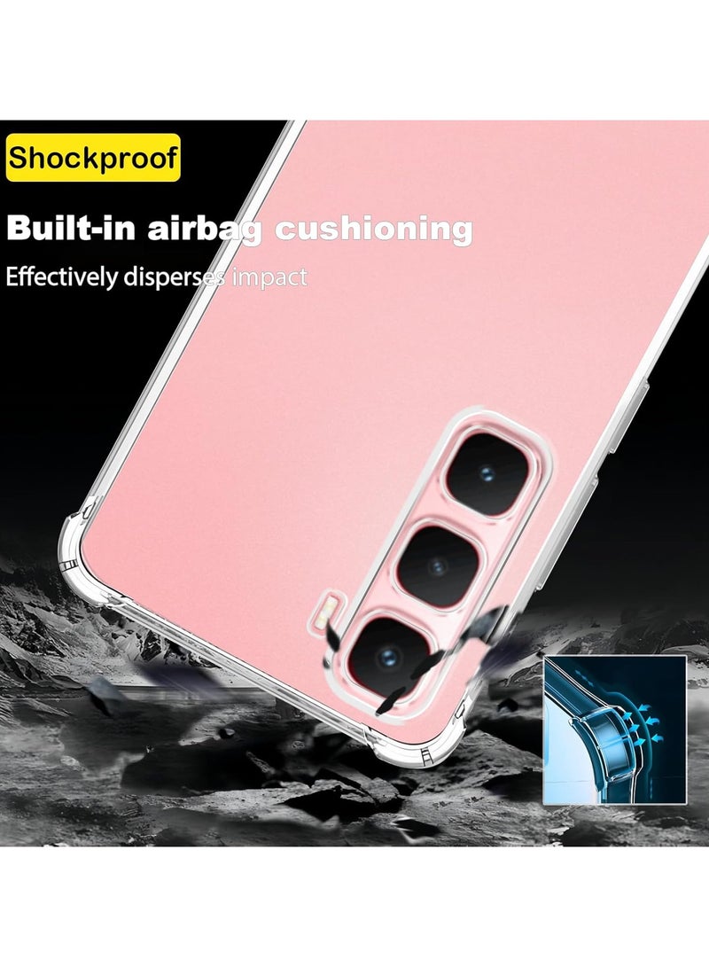 ثلاثة نمور قضية لـ Infinix Hot 60 Pro + (Hot 60 Pro Plus) واضحة TPU أربع زوايا غطاء حماية عسكرية درجة شفافة ناعمة - Image 5