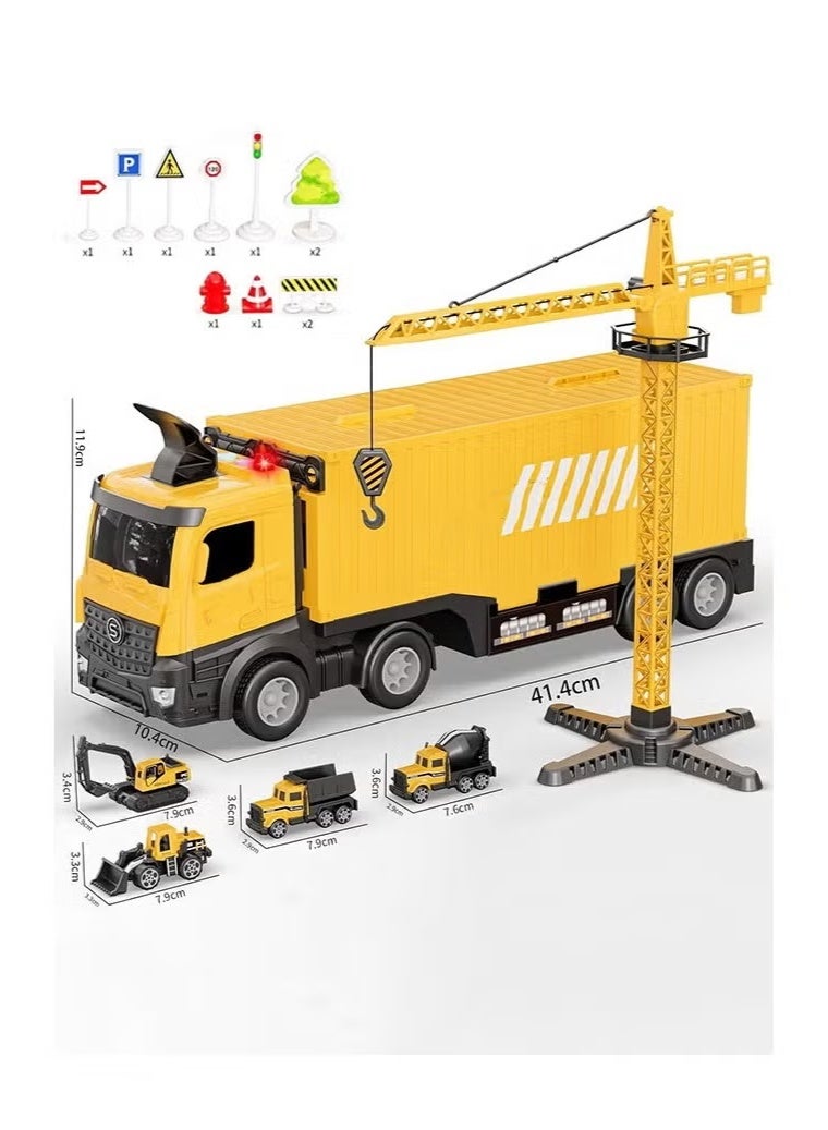 Soofam Construction Toys Truck Crane for Kids Truck Race, Track Kids Toy Eject Car Set ,Excavator Bulldozer, Dump Trucks, Cement Truck Vehicle,Suitable for Boys or Girls Aged 2 to 8. - Image 5