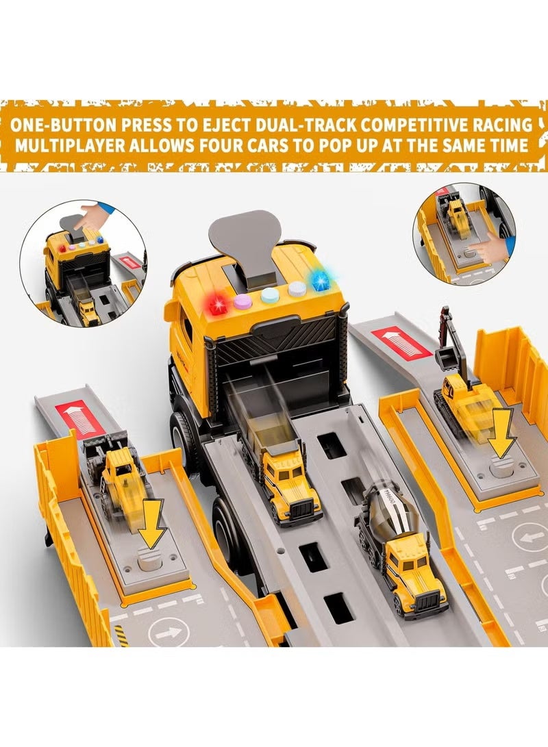 Soofam Construction Toys Truck Crane for Kids Truck Race, Track Kids Toy Eject Car Set ,Excavator Bulldozer, Dump Trucks, Cement Truck Vehicle,Suitable for Boys or Girls Aged 2 to 8. - Image 2