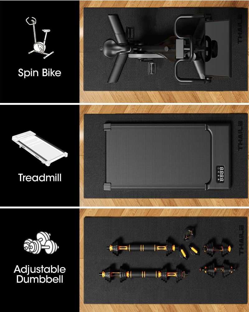 THAILE Treadmill Rowing Machine Mat for Carpet Floors 84x36,Adapted to Yosuda Rowing Machine,1/4 Thick Mat for Hardwood Floors, for Under Treadmill on Carpet,Exercise Equipment Mat,Noise Shock Absorption - Image 4