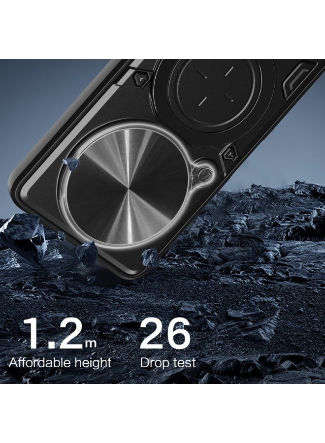 جراب حمايه مقاوم للصدمات وحمايه للكاميرا مزود بدبله معدنيه سي دي متوافق مع  Honor X9d  (اسود) - Image 2