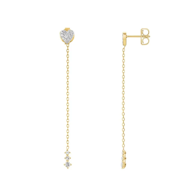 RoseField Rosefield Heart Long Earrings Gold - JEHLG-J1277