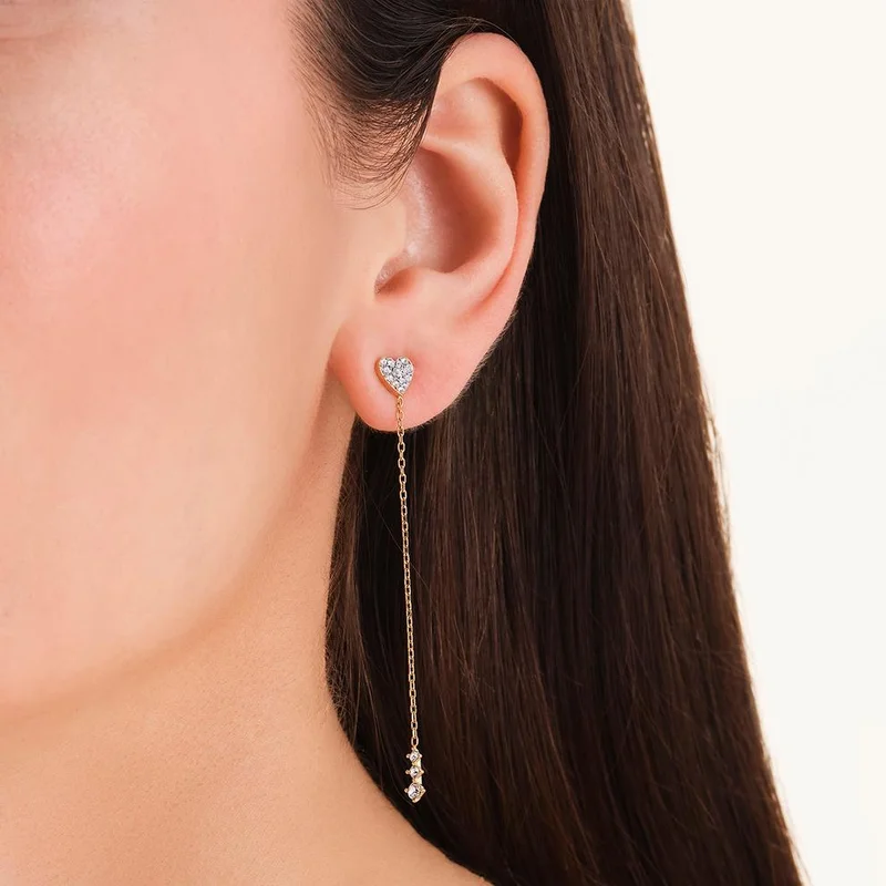 Rosefield  Rosefield Heart Long Earrings Gold - JEHLG-J1277 for Women | Best Price UAE