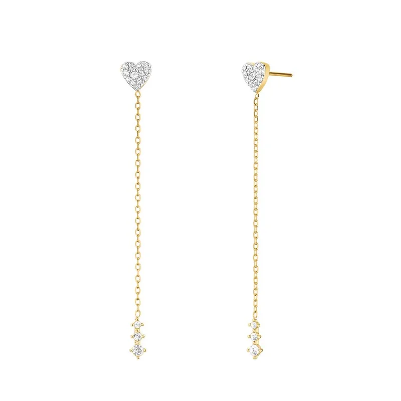 RoseField Rosefield Heart Long Earrings Gold - JEHLG-J1277
