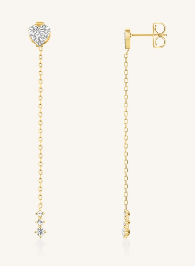 Rosefield  Long Heart Drop Earrings, Gold Plated for Women | Best Price UAE