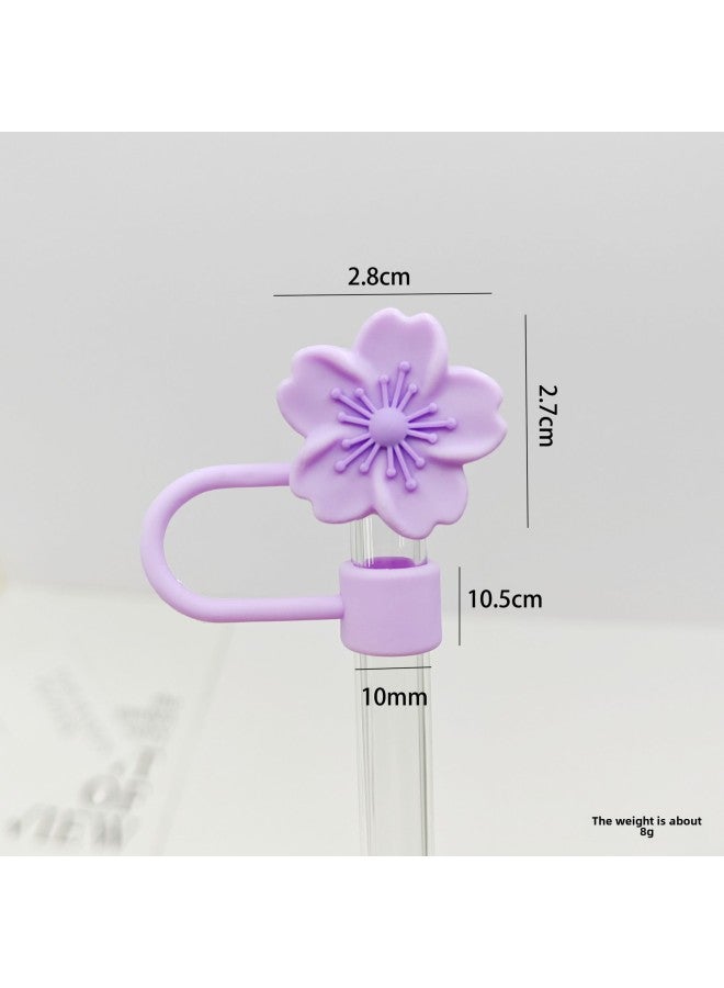 10mm Begonia Flower Straw Dust Cap Straw Sleeve Flower Stanley Stanley Straw Cap-Color:8 Colors Set - Image 3