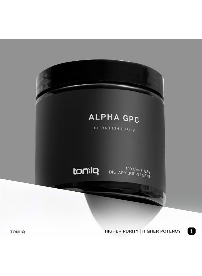 Toniiq Ultra High Purity Alpha GPC Capsules - 600mg Concentrated Formula - 90%+ Highly Purified and Bioavailable Nootropic - 120 Capsules Alpha GPC Supplement - Image 3