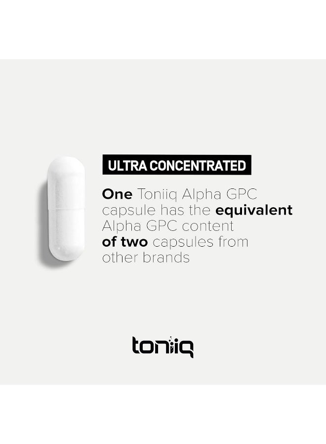 Toniiq Ultra High Purity Alpha GPC Capsules - 600mg Concentrated Formula - 90%+ Highly Purified and Bioavailable Nootropic - 120 Capsules Alpha GPC Supplement - Image 5
