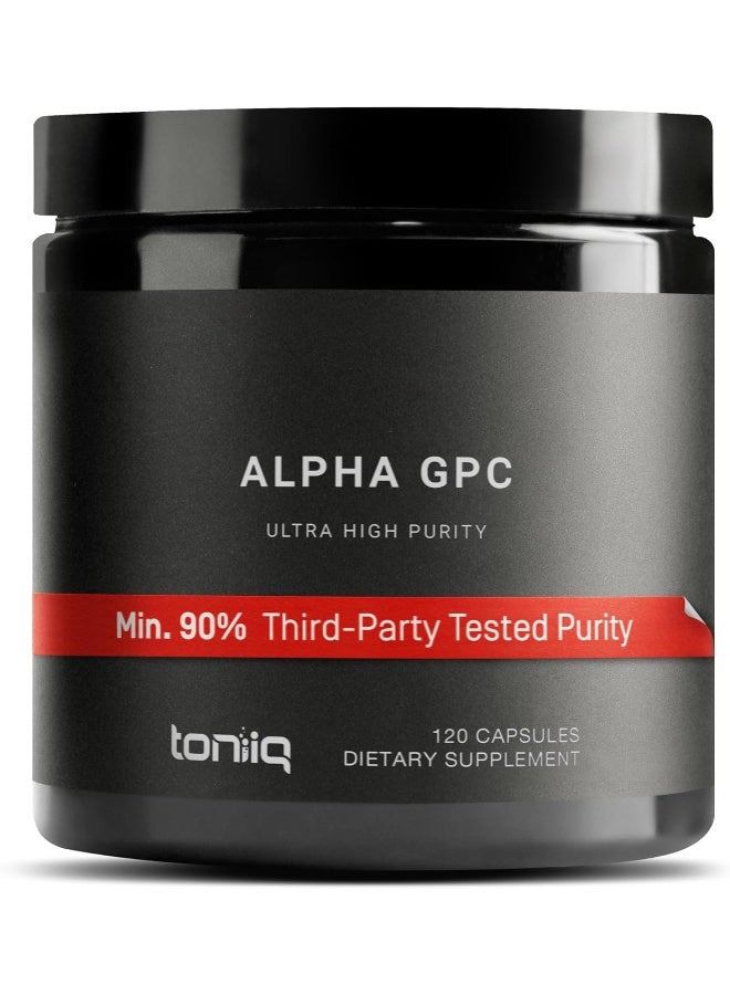 Toniiq Ultra High Purity Alpha GPC Capsules - 600mg Concentrated Formula - 90%+ Highly Purified and Bioavailable Nootropic - 120 Capsules Alpha GPC Supplement - Image 1