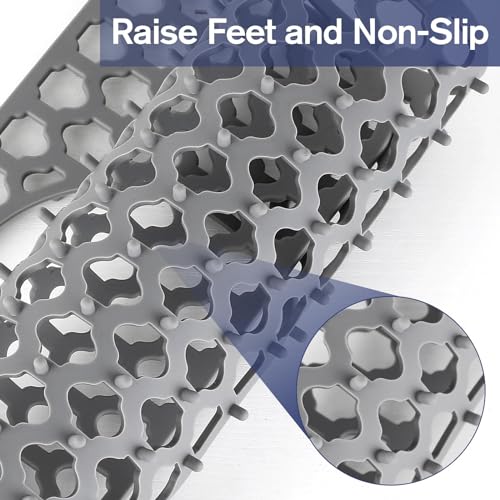 Snuggery 2PCS Silicone Sink Protector 12"x14" Rear Drain Hole, Heat Resistant Non-slip Dishwasher Suitable, Large Mat for Bottom of Farmhouse Kitchen Stainless Steel Sink - Image 5