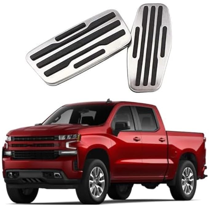 For Chevrolet Chevy Silverado Accessories 2019-2020 2021 Automatic Transmission Non-Slip Metal Rubber Brake Foot Car Gas Pedal Cover Trim 2pcs (Pedal) - Image 2