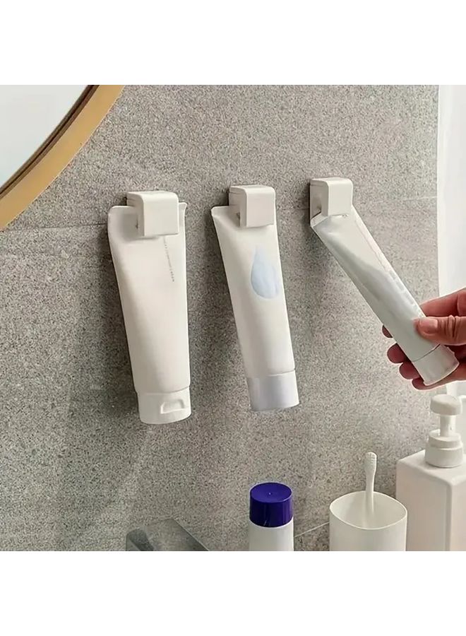 قطعتان حامل معجون أسنان مثبت على الحائط بدون حفر، حامل بلاستيكي للحمام، رف منشفة - Image 2