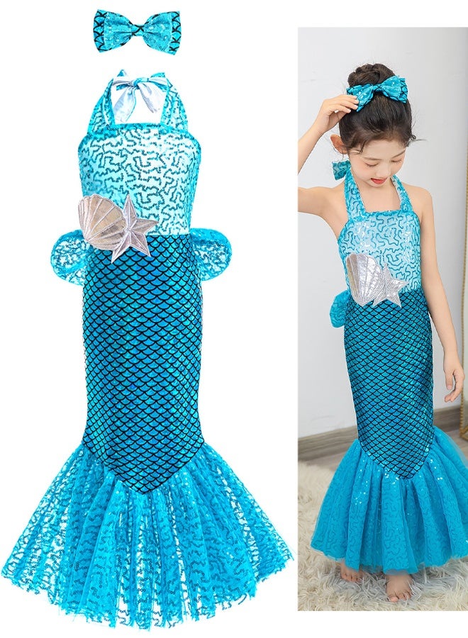TAPIT Mermaid Costumes for Kids Toddler Girls Mermaid tail Set Pretend Dress Up Role Play Set for Children Cosplay Age 3-10 Birthday Party Halloween Christmas Costume Outfit Mermaid Dress - Image 1