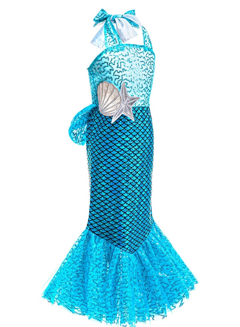 TAPIT Mermaid Costumes for Kids Toddler Girls Mermaid tail Set Pretend Dress Up Role Play Set for Children Cosplay Age 3-10 Birthday Party Halloween Christmas Costume Outfit Mermaid Dress - Image 2