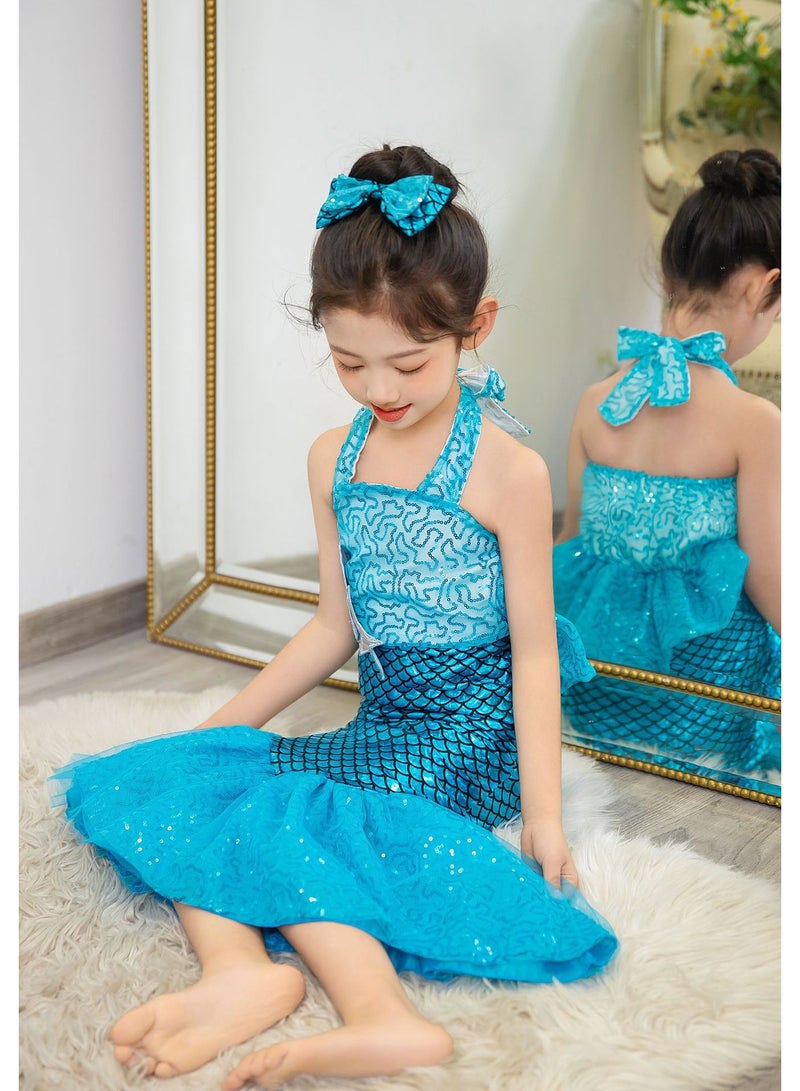 TAPIT Mermaid Costumes for Kids Toddler Girls Mermaid tail Set Pretend Dress Up Role Play Set for Children Cosplay Age 3-10 Birthday Party Halloween Christmas Costume Outfit Mermaid Dress - Image 5