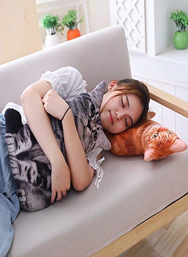 Maomoto 19.6'' Cat Throw Pillow - Plushie Cushion Doll 3D Simulation Cat Plush Stuffed Animal Cushion Pillow Toy for Kids, Sofa Chair Home Decor (Orange) - Image 4