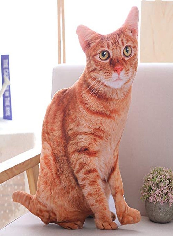 Maomoto 19.6'' Cat Throw Pillow - Plushie Cushion Doll 3D Simulation Cat Plush Stuffed Animal Cushion Pillow Toy for Kids, Sofa Chair Home Decor (Orange) - Image 1