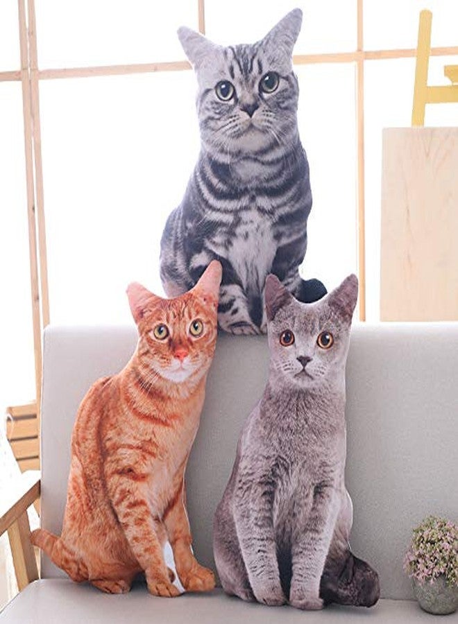 Maomoto 19.6'' Cat Throw Pillow - Plushie Cushion Doll 3D Simulation Cat Plush Stuffed Animal Cushion Pillow Toy for Kids, Sofa Chair Home Decor (Orange) - Image 3