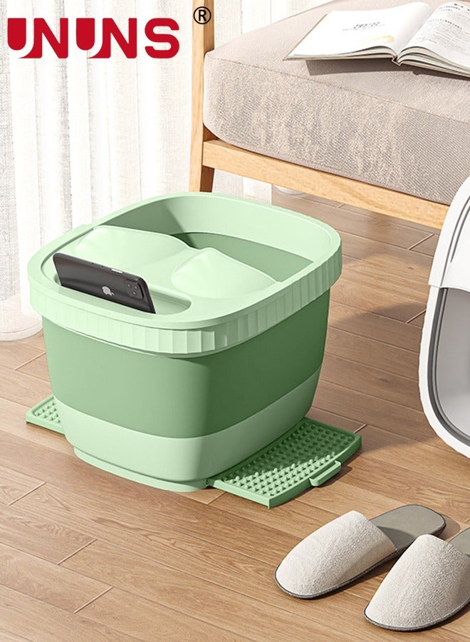 UNUNS Foldable Footbath Basin,Portable Foot Soaking Tub SPA Massage Basin With Footstool And Cover,For Pedicure Massage,Green - Image 1