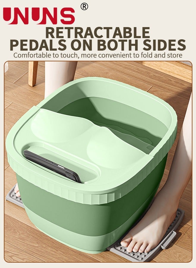 UNUNS Foldable Footbath Basin,Portable Foot Soaking Tub SPA Massage Basin With Footstool And Cover,For Pedicure Massage,Green - Image 3
