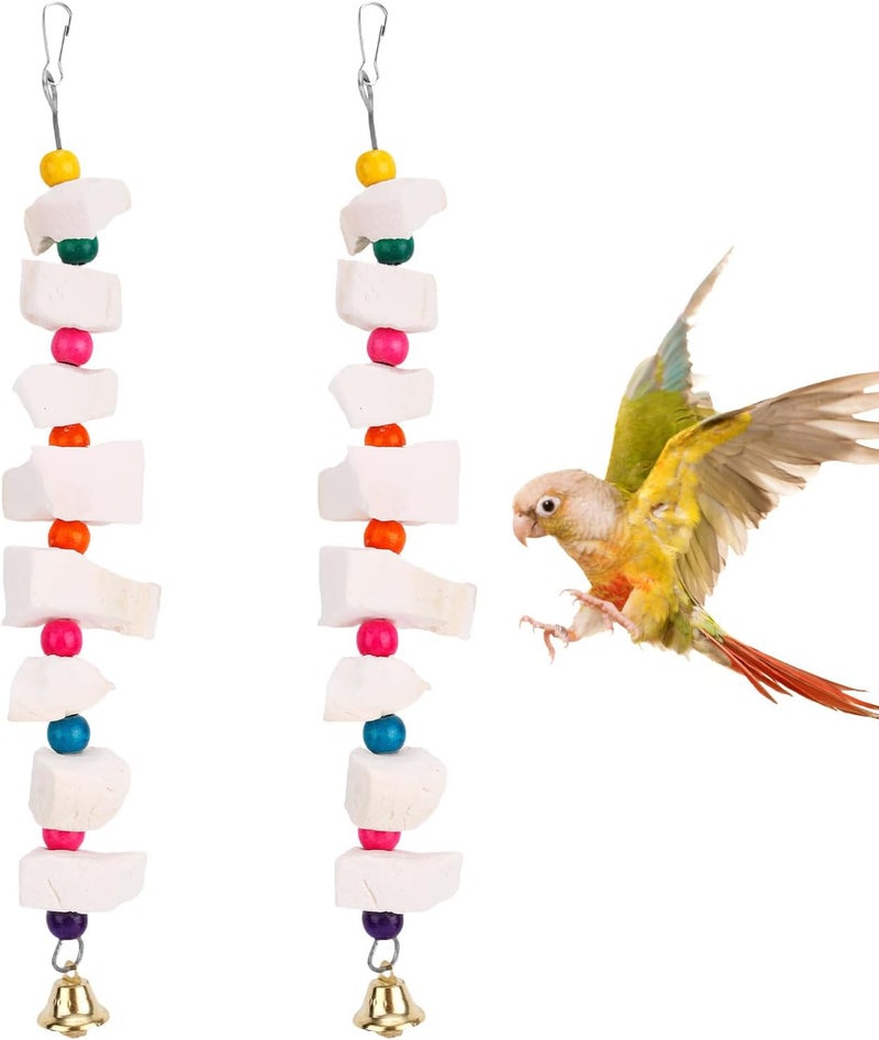 Penitue 2pcs Bird Chew Toys with Calcium Cuttlebone & Grinding Stone, Cage Accessories for Parakeets, Budgies, Cockatiels Lovebirds & Small to Medium Birds - Image 1