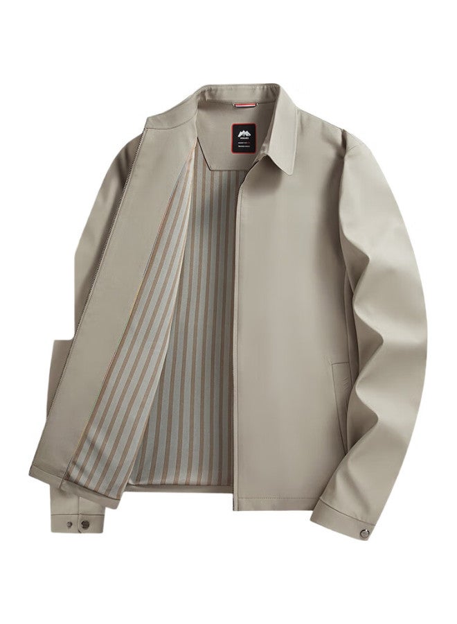 ROMON Lapel Jacket For Men, Autumn Middle-Aged And Elderly Cadre Style Coat, Business Casual Versatile Dad'S Wear, Jk001 Gray, Size 185 - Image 3