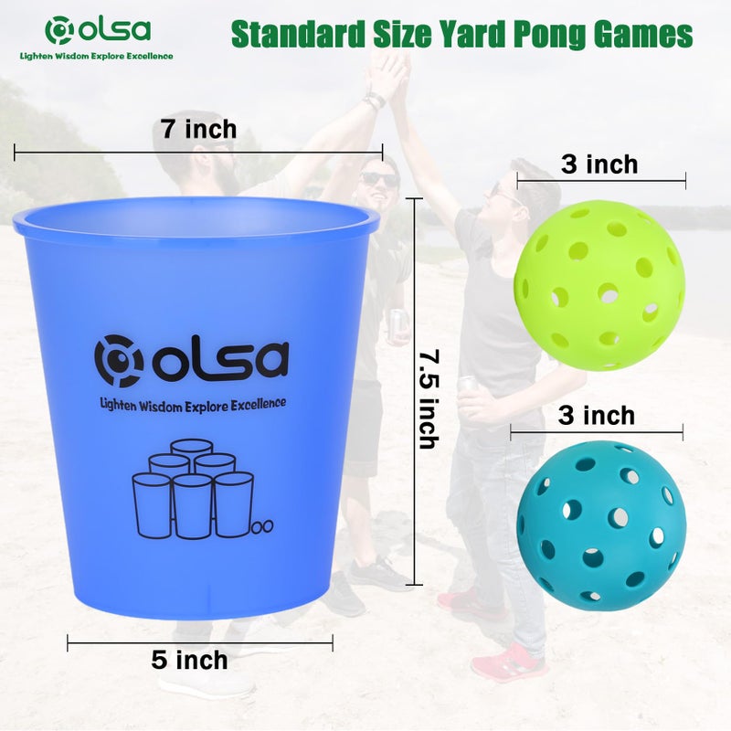 Olsa Giant Yard Pong Outdoor Games  Classic Toss Family Games for Beach Camping Lawn Backyard Party  Indoor Outdoor Games for Adults and Family(Blue Glow in Dark) - Image 2