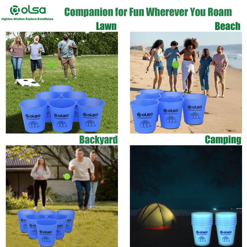 Olsa Giant Yard Pong Outdoor Games  Classic Toss Family Games for Beach Camping Lawn Backyard Party  Indoor Outdoor Games for Adults and Family(Blue Glow in Dark) - Image 4