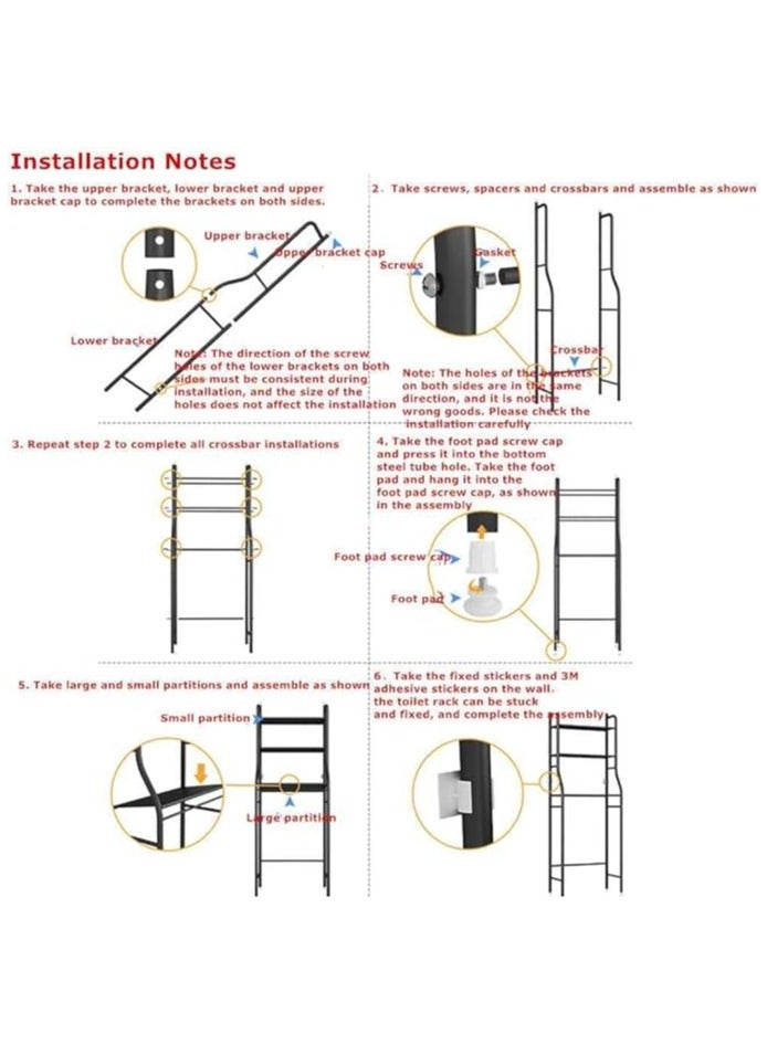 Beauenty Bathroom Space Saver, Toilet/Washing Machine Organizer Stand, 3-Tier Towel Storage Rack Holder Over The Bathroom Shelf Organizer - Image 4