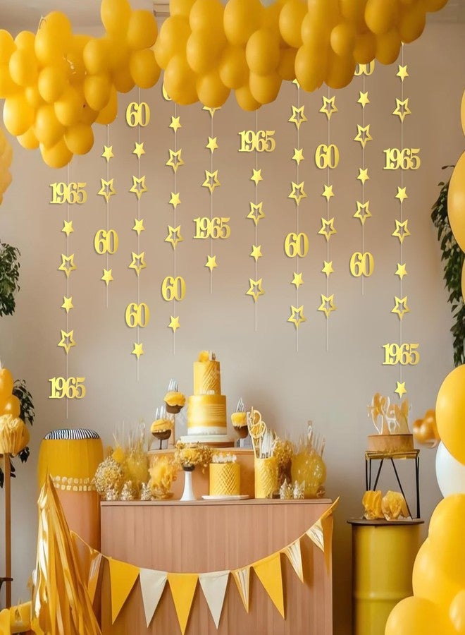 Eucutur Gold 60th Birthday Decorations for Men Women, Twinkle Garland Number 60 Happy 60th Birthday Hanging Streamer Bunting Banner Party Supplies, Vintage 1965 Cheers 60 Years Old Bday Decor - Image 5
