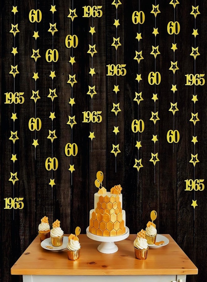 Eucutur Gold 60th Birthday Decorations for Men Women, Twinkle Garland Number 60 Happy 60th Birthday Hanging Streamer Bunting Banner Party Supplies, Vintage 1965 Cheers 60 Years Old Bday Decor - Image 2