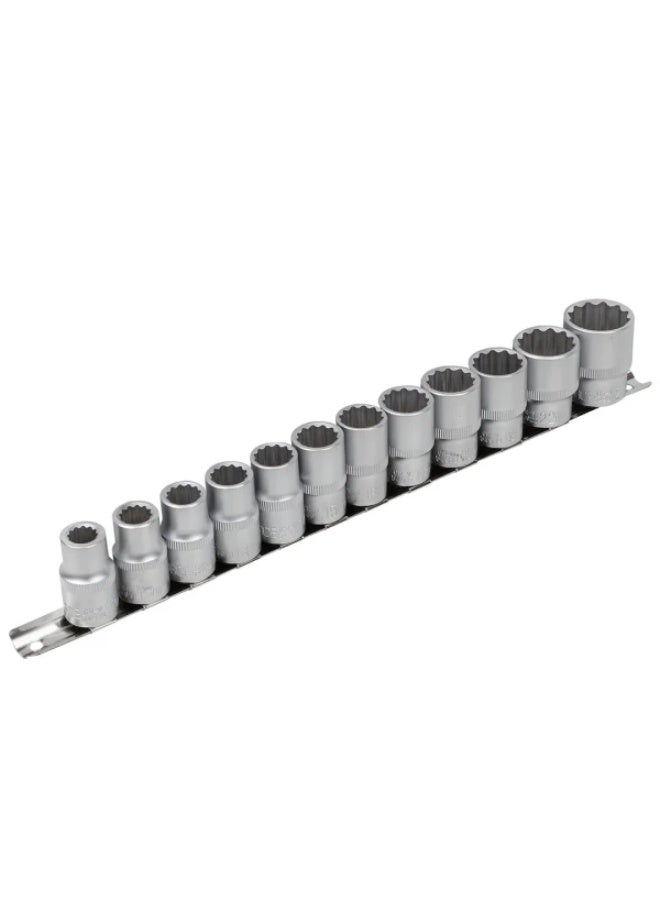 ROCKFORCE Socket set 12 point, 1/2" 12pcs (10-19,22,24mm), on bar - Image 2