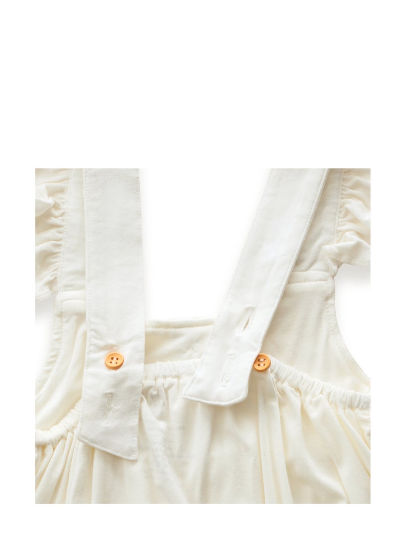 Anvi Baby Bamboo Ruffle Romper- White  - Image 2