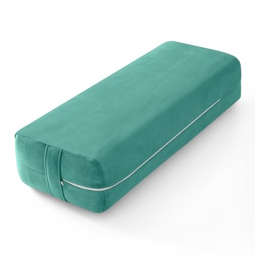Wellsin Yoga Bolster Pillow for Restorative Yoga Meditation Pillow with Washable Suede Cover 27X10 X55 Green - Image 1
