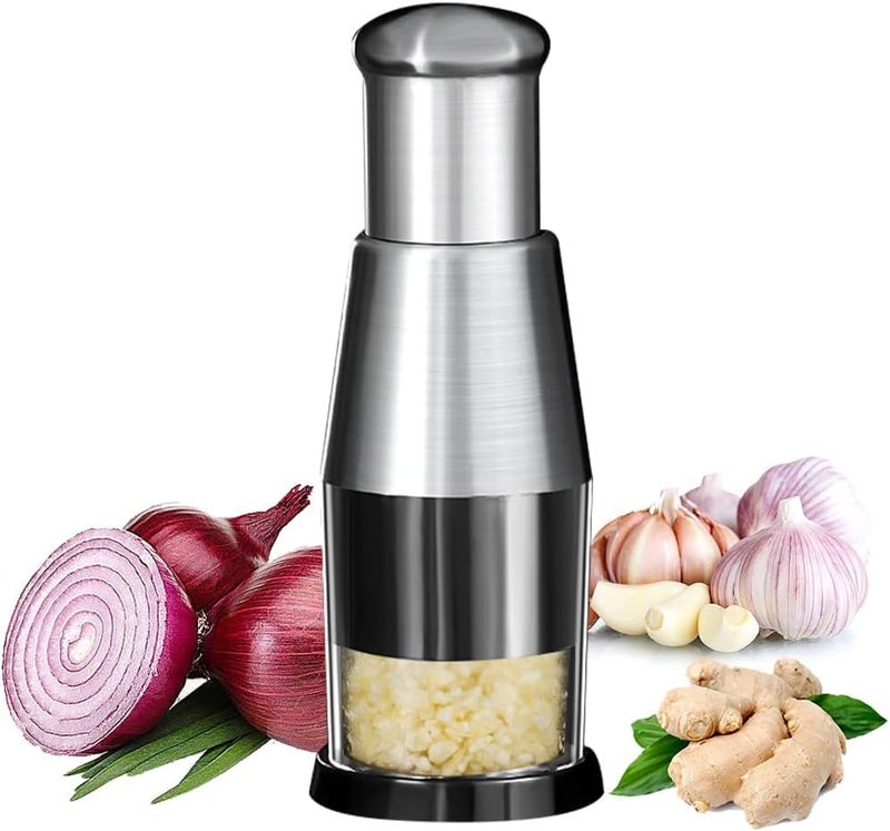 Deoxys Pressed Garlic Chopper Stainless Steel Multifunctional Garlic Chopper Mincer Durable Easy to Clean MustHave Kitchen Tools for Garlic Ginger Chili Onion Etc - Image 1