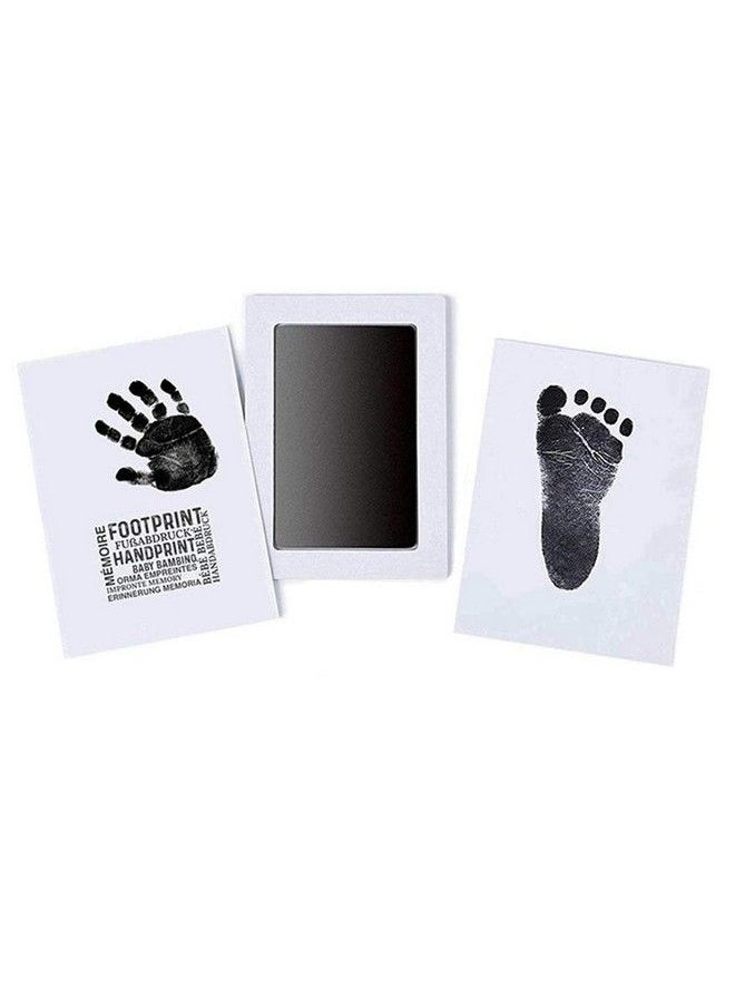 Grab Classy - Safe Inkless For 6 12 Months Baby Handprint And Baby Footprint Ink Pad With Imprint Cards 100% Non Toxic & Mess Free Safe For Newborn Baby And Toddlers (Black) - Image 1