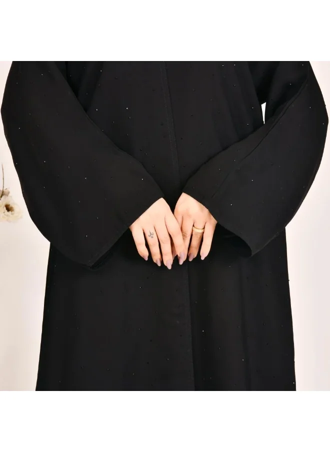 عبايات لمحة عباية لف ربع كلوش بقماش صيفي مزينة بفصوص براقة