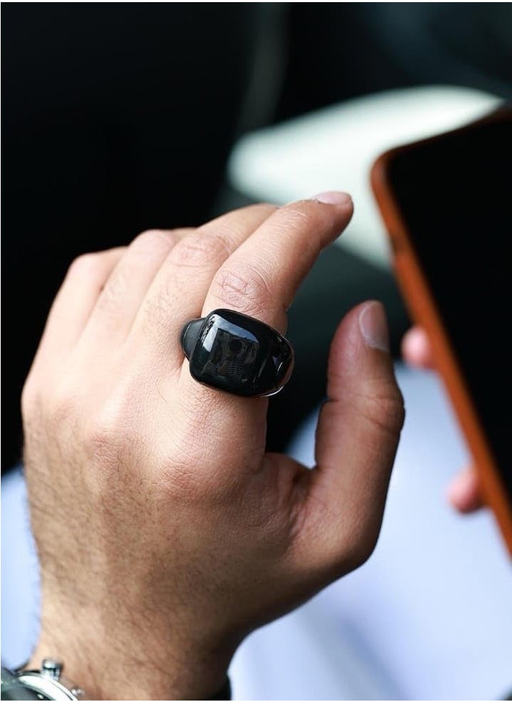 iTasbih - Smart Tasbih Ring for Tasbeeh with Dhikr - Prayer Time Reminder - Vibration Reminder, Tasbeeh Counter, Bluetooth Connection, OLED Screen, IPX67 Waterproof, Adjustable Ring 20 mm + 22mm - Black - Image 1